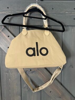 ALO Yoga Beige Tote with Black Logo